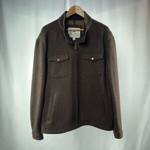 London Fog Camden Wool Blend Full Zip Jacket in Brown Size Extra Large